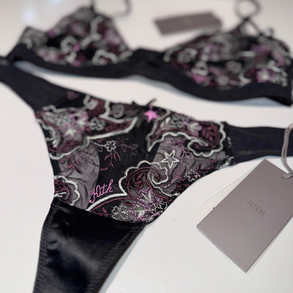 Kith Black and Pink Lace Lingerie Set